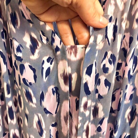 REBECCA Taylor 100% Silk Sleeveless Purple Leopard Animal Print A-Line Dress Sz4 - Picture 4 of 7